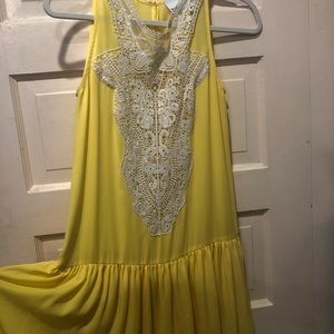 Bar III size Small Yellow Dress with Lace cutout Front Row